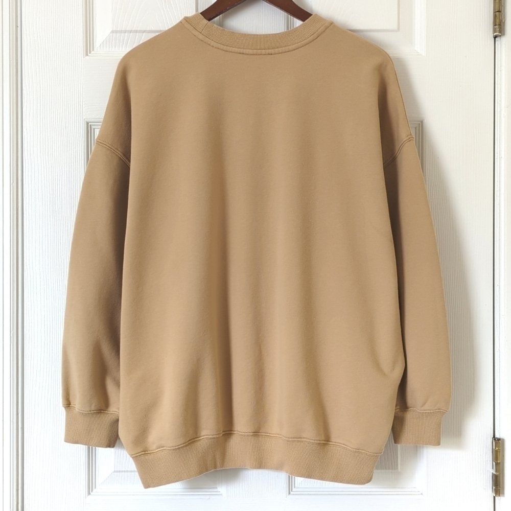 Levi's Red Embroidered Oversized French Terry Pullover Crewneck Sweatshirt Tan M - Picture 10 of 14